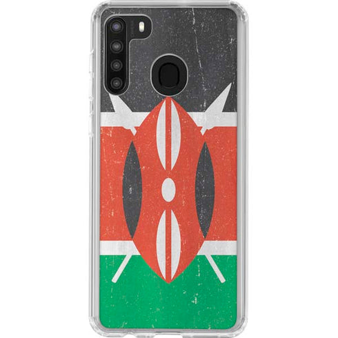 Kenya Flag Distressed Galaxy A21 Clear Case